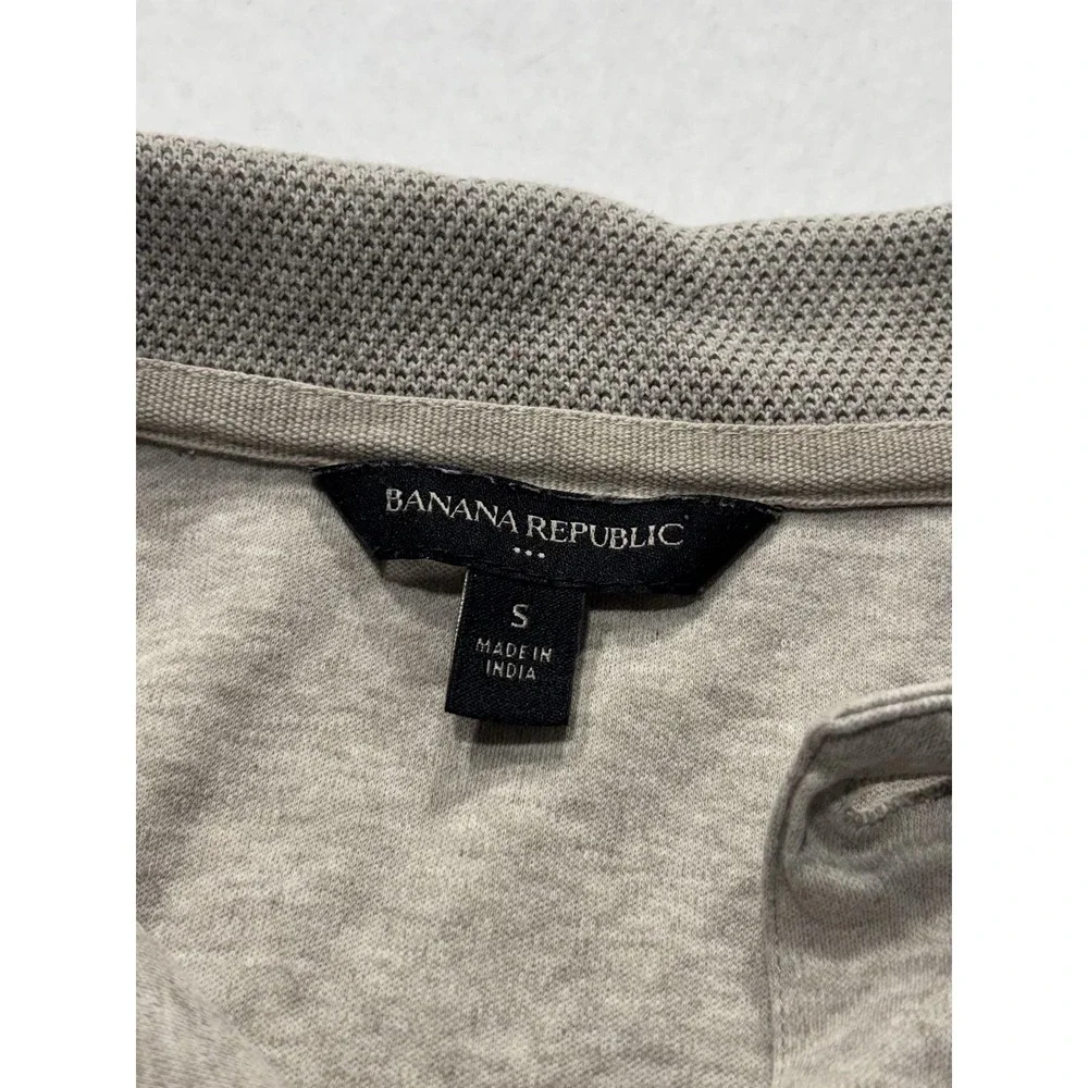Banana Republic Polo Shirt Mens Small Gray Short Sleeve Jersey Cotton Casual